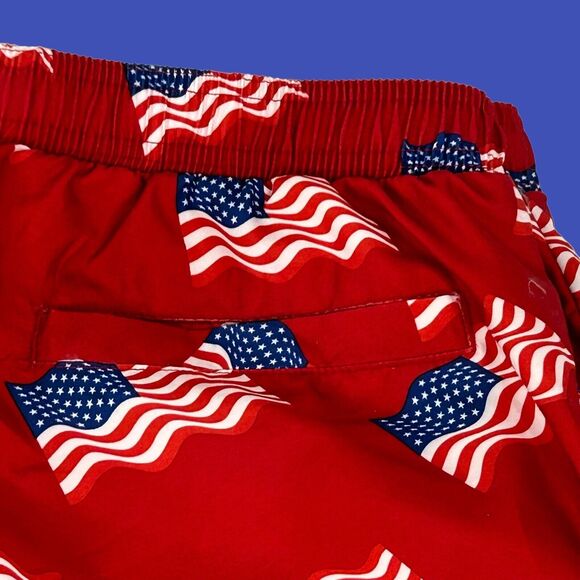 Bass Pro Shops Swim Trunks Red w/American Flags Patriotic July 4th Men’s XL NWOT - Picture 16 of 16